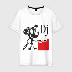 Мужская футболка хлопок с принтом Dj (9) в Екатеринбурге, 100% хлопок | прямой крой, круглый вырез горловины, длина до линии бедер, слегка спущенное плечо. | Тематика изображения на принте: dj | вертушки | диджей | клубные | пластинки | прикольные