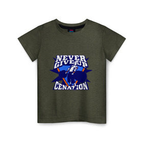 Детская футболка хлопок с принтом WWE John Cena Never Give Up в Екатеринбурге, 100% хлопок | круглый вырез горловины, полуприлегающий силуэт, длина до линии бедер | wwe | бои без правил | джон сина