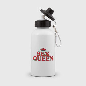Бутылка спортивная с принтом Sex queen в Екатеринбурге, металл | емкость — 500 мл, в комплекте две пластиковые крышки и карабин для крепления | королева | корона