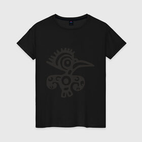 Женская футболка хлопок с принтом Этническая птица в Екатеринбурге, 100% хлопок | прямой крой, круглый вырез горловины, длина до линии бедер, слегка спущенное плечо | tribal | птица | трайбл | узор