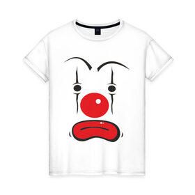 Женская футболка хлопок с принтом Грусный клоун в Екатеринбурге, 100% хлопок | прямой крой, круглый вырез горловины, длина до линии бедер, слегка спущенное плечо | грусный клоун | грустный | грустный клоун | клоун | цирк