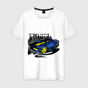 Мужская футболка хлопок с принтом Street racing car (2) в Екатеринбурге, 100% хлопок | прямой крой, круглый вырез горловины, длина до линии бедер, слегка спущенное плечо. | 