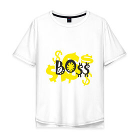 Мужская футболка хлопок Oversize с принтом Futbolka_BO$$ в Екатеринбурге, 100% хлопок | свободный крой, круглый ворот, “спинка” длиннее передней части | boss | босс | главный | начальник | работадатель