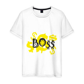 Мужская футболка хлопок с принтом Futbolka_BO$$ в Екатеринбурге, 100% хлопок | прямой крой, круглый вырез горловины, длина до линии бедер, слегка спущенное плечо. | boss | босс | главный | начальник | работадатель