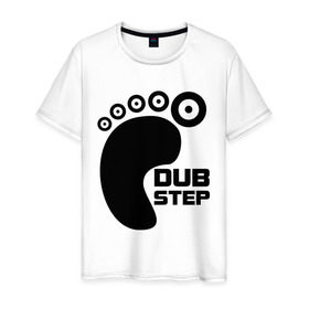 Мужская футболка хлопок с принтом DUB Step 3 в Екатеринбурге, 100% хлопок | прямой крой, круглый вырез горловины, длина до линии бедер, слегка спущенное плечо. | dub step | dubstep | даб степ | дабстеп | дапстеп | нога | след | ступня