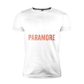 Мужская футболка премиум с принтом Paramore orange logo в Екатеринбурге, 92% хлопок, 8% лайкра | приталенный силуэт, круглый вырез ворота, длина до линии бедра, короткий рукав | paramore | rock | группы | логотип | рок