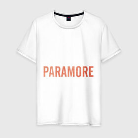 Мужская футболка хлопок с принтом Paramore orange logo в Екатеринбурге, 100% хлопок | прямой крой, круглый вырез горловины, длина до линии бедер, слегка спущенное плечо. | paramore | rock | группы | логотип | рок