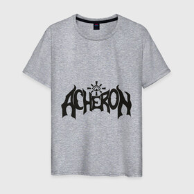 Мужская футболка хлопок с принтом Acheron в Екатеринбурге, 100% хлопок | прямой крой, круглый вырез горловины, длина до линии бедер, слегка спущенное плечо. | Тематика изображения на принте: acheron | death | metal | блэк | группы | дэт метал | логотип