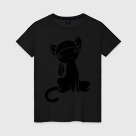 Женская футболка хлопок с принтом Japan cat pitate Yo в Екатеринбурге, 100% хлопок | прямой крой, круглый вырез горловины, длина до линии бедер, слегка спущенное плечо | пират