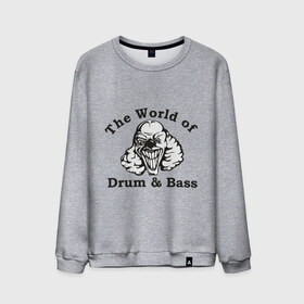 Мужской свитшот хлопок с принтом The World of Drum & Bass в Екатеринбурге, 100% хлопок |  | Тематика изображения на принте: dnb | бас | драм | клоун | мир драм и бас