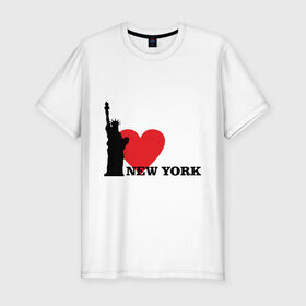 Мужская футболка премиум с принтом I love New York (NY Freedom) в Екатеринбурге, 92% хлопок, 8% лайкра | приталенный силуэт, круглый вырез ворота, длина до линии бедра, короткий рукав | america | cша | new york | usa | америка | нью йорк | статуя свободы