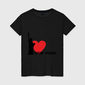 Женская футболка хлопок с принтом I love New York (NY Freedom) в Екатеринбурге, 100% хлопок | прямой крой, круглый вырез горловины, длина до линии бедер, слегка спущенное плечо | america | cша | new york | usa | америка | нью йорк | статуя свободы