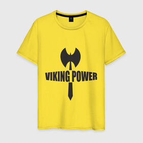 Мужская футболка хлопок с принтом Viking power в Екатеринбурге, 100% хлопок | прямой крой, круглый вырез горловины, длина до линии бедер, слегка спущенное плечо. | viking power