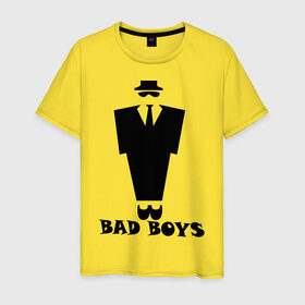 Мужская футболка хлопок с принтом Плохой парниша в Екатеринбурге, 100% хлопок | прямой крой, круглый вырез горловины, длина до линии бедер, слегка спущенное плечо. | Тематика изображения на принте: bad boy