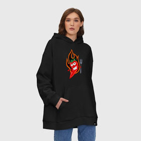 Худи SuperOversize хлопок с принтом Горячий перец (red hot pepper) в Екатеринбурге, 70% хлопок, 30% полиэстер, мягкий начес внутри | карман-кенгуру, эластичная резинка на манжетах и по нижней кромке, двухслойный капюшон
 | red hot pepper | горячий перец | огонек | огонь | перец | перчик