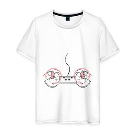 Мужская футболка хлопок с принтом Джойстик в Екатеринбурге, 100% хлопок | прямой крой, круглый вырез горловины, длина до линии бедер, слегка спущенное плечо. | джойстик | игра | играть | компьютер | управление