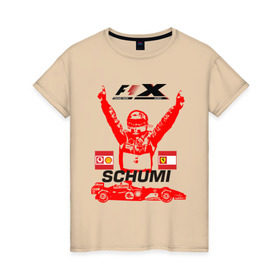 Женская футболка хлопок с принтом F1 X Schumaher в Екатеринбурге, 100% хлопок | прямой крой, круглый вырез горловины, длина до линии бедер, слегка спущенное плечо | формула 1