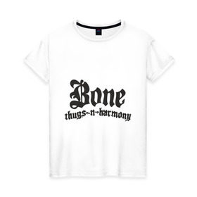 Женская футболка хлопок с принтом Bone Thugs-n-Harmony в Екатеринбурге, 100% хлопок | прямой крой, круглый вырез горловины, длина до линии бедер, слегка спущенное плечо | 