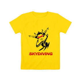 Детская футболка хлопок с принтом Skydiving (1) в Екатеринбурге, 100% хлопок | круглый вырез горловины, полуприлегающий силуэт, длина до линии бедер | Тематика изображения на принте: skydiving | авиационный спорт | парашют | парашютизм | свободное падение | скайдайвинг