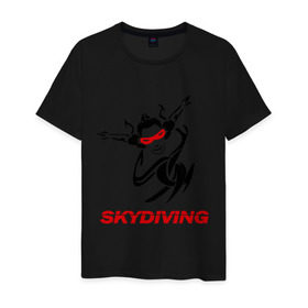 Мужская футболка хлопок с принтом Skydiving (1) в Екатеринбурге, 100% хлопок | прямой крой, круглый вырез горловины, длина до линии бедер, слегка спущенное плечо. | skydiving | авиационный спорт | парашют | парашютизм | свободное падение | скайдайвинг