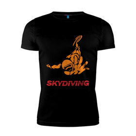 Мужская футболка премиум с принтом Skydiving (2) в Екатеринбурге, 92% хлопок, 8% лайкра | приталенный силуэт, круглый вырез ворота, длина до линии бедра, короткий рукав | skydiving | авиационный спорт | парашют | парашютизм | свободное падение | скайдайвинг