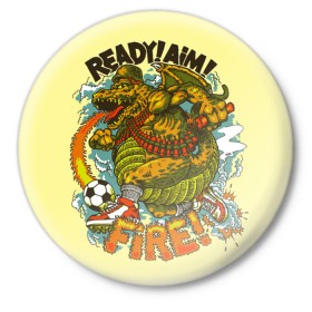 Значок с принтом Дракон в Екатеринбурге,  металл | круглая форма, металлическая застежка в виде булавки | fire | дракон | пламя