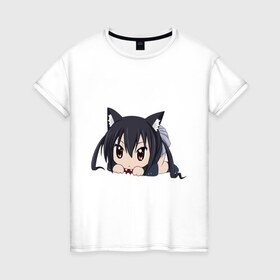 Женская футболка хлопок с принтом Девочка - кошка в Екатеринбурге, 100% хлопок | прямой крой, круглый вырез горловины, длина до линии бедер, слегка спущенное плечо | anime | аниме | анимэ