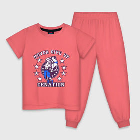 Детская пижама хлопок с принтом WWE John Cena Never Give Up в Екатеринбурге, 100% хлопок |  брюки и футболка прямого кроя, без карманов, на брюках мягкая резинка на поясе и по низу штанин
 | wwe | бои без правил | джон сина