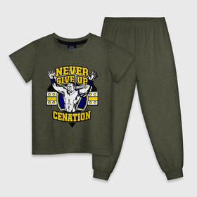 Детская пижама хлопок с принтом WWE John Cena Never Give Up (3) в Екатеринбурге, 100% хлопок |  брюки и футболка прямого кроя, без карманов, на брюках мягкая резинка на поясе и по низу штанин
 | джон сина