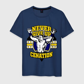 Мужская футболка хлопок с принтом WWE John Cena Never Give Up (3) в Екатеринбурге, 100% хлопок | прямой крой, круглый вырез горловины, длина до линии бедер, слегка спущенное плечо. | джон сина