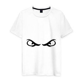 Мужская футболка хлопок с принтом Глаза злые змеиные в Екатеринбурге, 100% хлопок | прямой крой, круглый вырез горловины, длина до линии бедер, слегка спущенное плечо. | взгляд | глаза | злые глаза | суровый взгляд