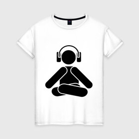 Женская футболка хлопок с принтом Relax Music в Екатеринбурге, 100% хлопок | прямой крой, круглый вырез горловины, длина до линии бедер, слегка спущенное плечо | music | relax | музыка | наушники | релакс