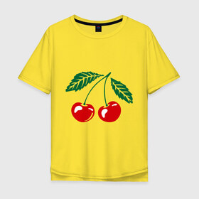 Мужская футболка хлопок Oversize с принтом Вишенки в Екатеринбурге, 100% хлопок | свободный крой, круглый ворот, “спинка” длиннее передней части | вишенки | вишня | ягода | ягодки