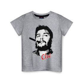 Детская футболка хлопок с принтом Че Гевара с сигарой в Екатеринбурге, 100% хлопок | круглый вырез горловины, полуприлегающий силуэт, длина до линии бедер | che | guevara | гевара | куба | личность | революция | че