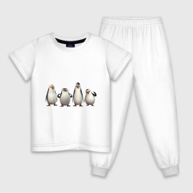 Детская пижама хлопок с принтом Пингвины Мадагаскар в Екатеринбурге, 100% хлопок |  брюки и футболка прямого кроя, без карманов, на брюках мягкая резинка на поясе и по низу штанин
 | пингвин
