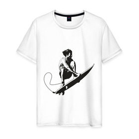 Мужская футболка хлопок с принтом На гребне волны в Екатеринбурге, 100% хлопок | прямой крой, круглый вырез горловины, длина до линии бедер, слегка спущенное плечо. | surf | surfing | на гребне волны | серф | серфер | серфинг