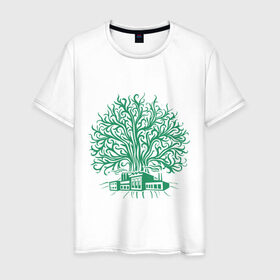 Мужская футболка хлопок с принтом Экология в Екатеринбурге, 100% хлопок | прямой крой, круглый вырез горловины, длина до линии бедер, слегка спущенное плечо. | дерево | орнамент | узор