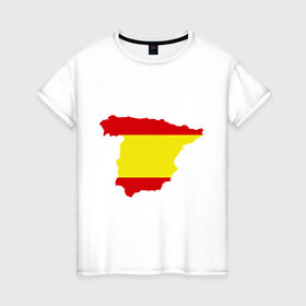 Женская футболка хлопок с принтом Испания (Spain) в Екатеринбурге, 100% хлопок | прямой крой, круглый вырез горловины, длина до линии бедер, слегка спущенное плечо | spain | государство | европа | европейский | испания | карта | мадрид | флаг