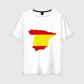 Женская футболка хлопок Oversize с принтом Испания (Spain) в Екатеринбурге, 100% хлопок | свободный крой, круглый ворот, спущенный рукав, длина до линии бедер
 | spain | государство | европа | европейский | испания | карта | мадрид | флаг
