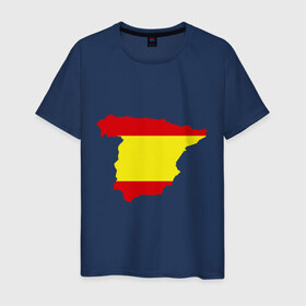 Мужская футболка хлопок с принтом Испания (Spain) в Екатеринбурге, 100% хлопок | прямой крой, круглый вырез горловины, длина до линии бедер, слегка спущенное плечо. | spain | государство | европа | европейский | испания | карта | мадрид | флаг