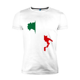 Мужская футболка премиум с принтом Италия (Italy) в Екатеринбурге, 92% хлопок, 8% лайкра | приталенный силуэт, круглый вырез ворота, длина до линии бедра, короткий рукав | italy | государство | европа | европейский | италия | карта | рим | флаг