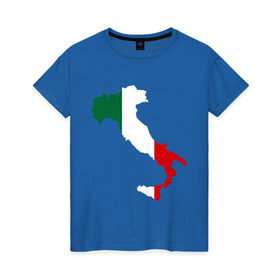 Женская футболка хлопок с принтом Италия (Italy) в Екатеринбурге, 100% хлопок | прямой крой, круглый вырез горловины, длина до линии бедер, слегка спущенное плечо | italy | государство | европа | европейский | италия | карта | рим | флаг