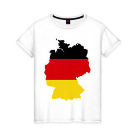 Женская футболка хлопок с принтом Германия (Germany) в Екатеринбурге, 100% хлопок | прямой крой, круглый вырез горловины, длина до линии бедер, слегка спущенное плечо | germany | германия | государство | европа | европейский | немцы | флаг