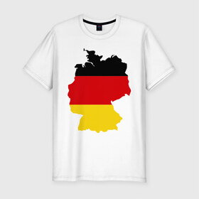 Мужская футболка премиум с принтом Германия (Germany) в Екатеринбурге, 92% хлопок, 8% лайкра | приталенный силуэт, круглый вырез ворота, длина до линии бедра, короткий рукав | germany | германия | государство | европа | европейский | немцы | флаг