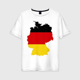 Женская футболка хлопок Oversize с принтом Германия (Germany) в Екатеринбурге, 100% хлопок | свободный крой, круглый ворот, спущенный рукав, длина до линии бедер
 | germany | германия | государство | европа | европейский | немцы | флаг