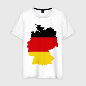 Мужская футболка хлопок с принтом Германия (Germany) в Екатеринбурге, 100% хлопок | прямой крой, круглый вырез горловины, длина до линии бедер, слегка спущенное плечо. | Тематика изображения на принте: germany | германия | государство | европа | европейский | немцы | флаг