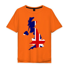 Мужская футболка хлопок Oversize с принтом Великобритания (Great Britain) в Екатеринбурге, 100% хлопок | свободный крой, круглый ворот, “спинка” длиннее передней части | Тематика изображения на принте: great britain | англия | британия | британский | великобритания | королевский | флаг