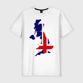 Мужская футболка премиум с принтом Великобритания (Great Britain) в Екатеринбурге, 92% хлопок, 8% лайкра | приталенный силуэт, круглый вырез ворота, длина до линии бедра, короткий рукав | great britain | англия | британия | британский | великобритания | королевский | флаг
