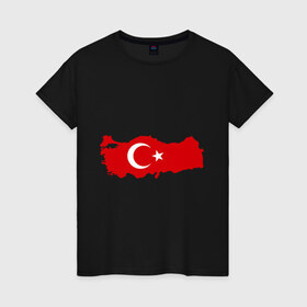 Женская футболка хлопок с принтом Турция (Turkey) в Екатеринбурге, 100% хлопок | прямой крой, круглый вырез горловины, длина до линии бедер, слегка спущенное плечо | turkey | символ | страна | турция | флаг