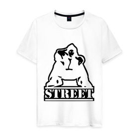 Мужская футболка хлопок с принтом Street - рэпер в Екатеринбурге, 100% хлопок | прямой крой, круглый вырез горловины, длина до линии бедер, слегка спущенное плечо. | gangsta | gansta | hip | hip hop | hop | rap | реп | репер | рэп | рэппер | рэпчина | хип | хип хоп | хоп